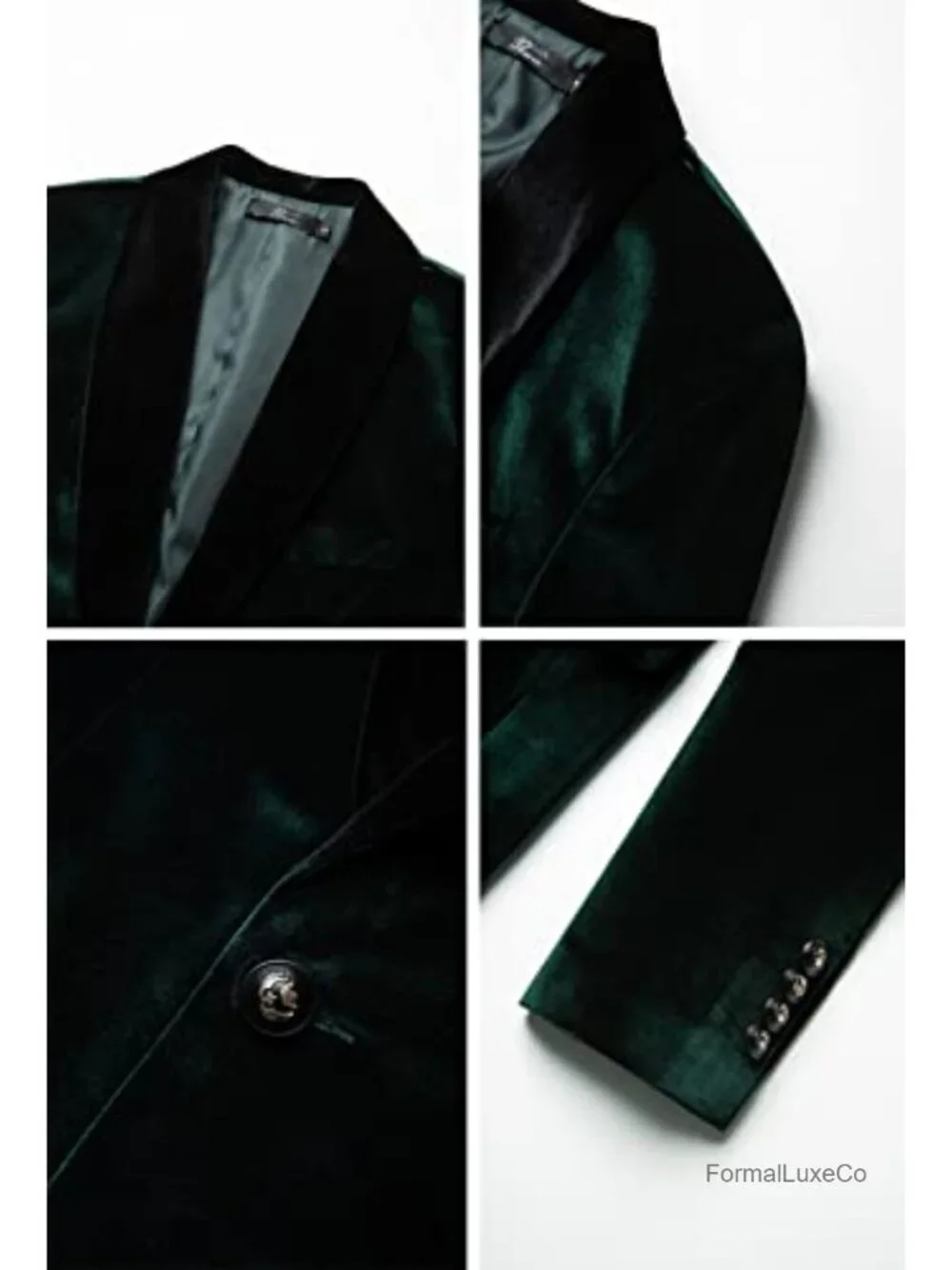 Men's Velvet Blazer Slim-Fit One Button Sport Coat Wedding Dinner